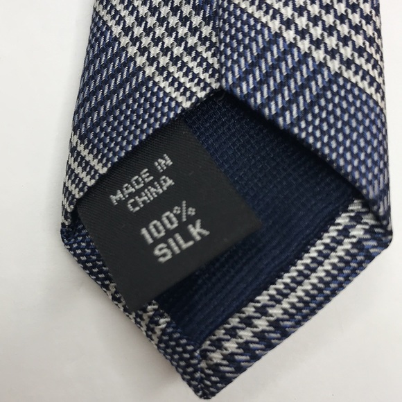Michael Kors Blue Plaid Print 100% Silk Neck Tie - Picture 5 of 8